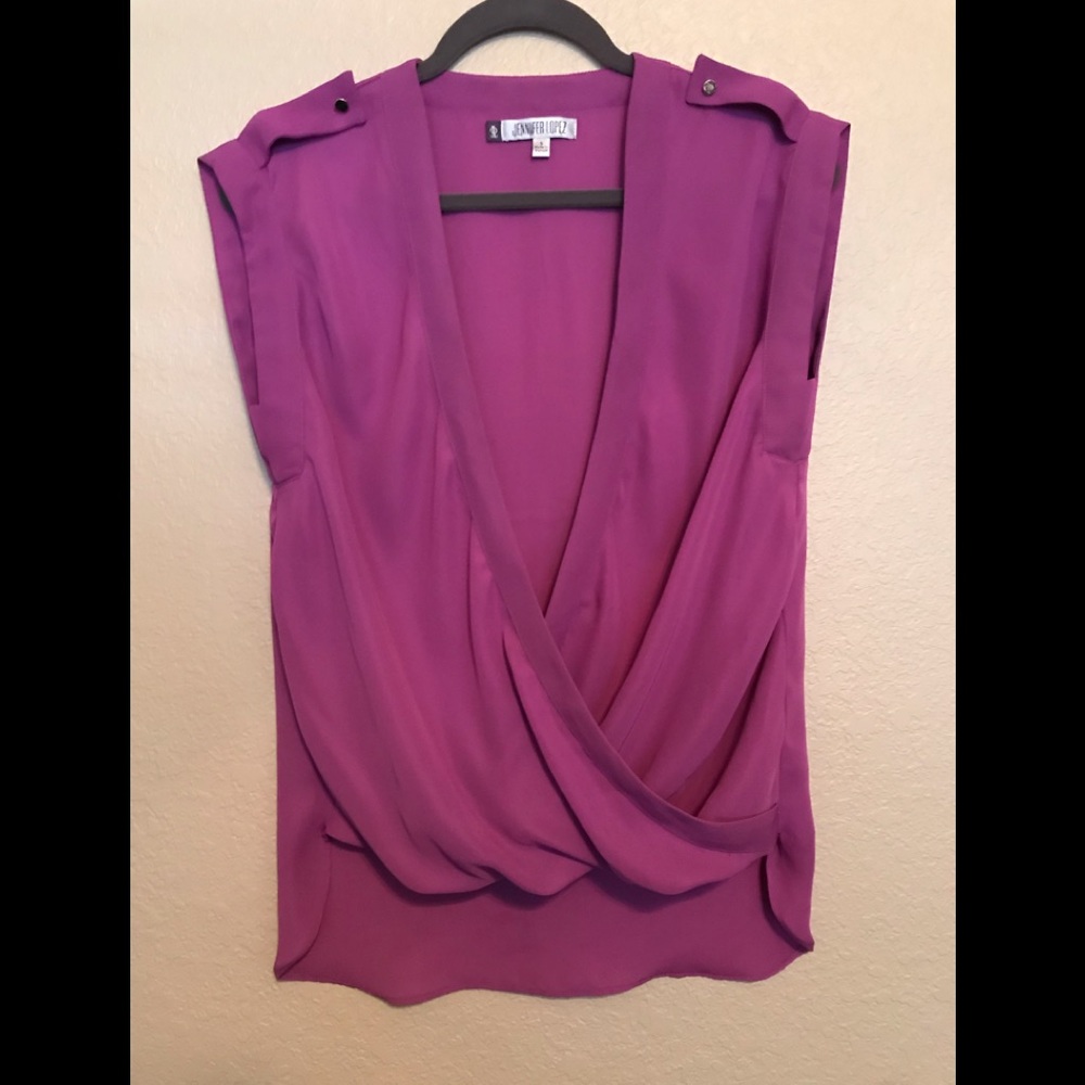 Hi-lo sheer blouse -Jennifer Lopez
